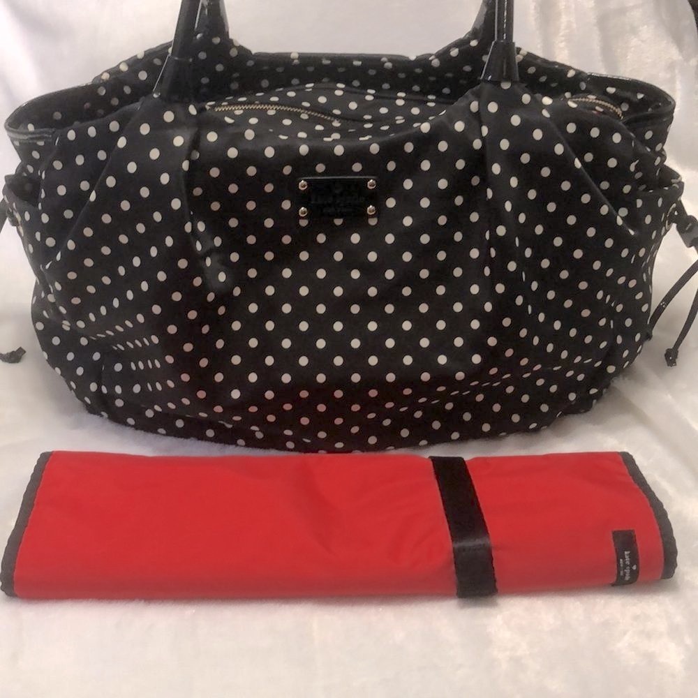 Kate Spade Nylon Polka Dot Diaper Bag with Changing Pad